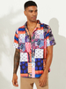Hommes Mix Couleur Bandanna Imprimer Détendu Hawaiian Revere Chemises
