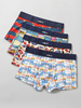 Hommes Modal Impression Mince Respirant 4Pcs Taille Moyenne Boyshorts Confortable Home Boxers