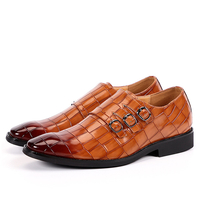 Hommes Mode Casual Point Toe Vein Buckle Plus Taille Business Dress Shoes