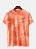 Hommes mode coton dégradé couleur impression créative col rond t-shirts à manches courtes