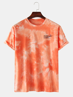 Hommes mode coton dégradé couleur impression créative col rond t-shirts à manches courtes