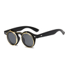Hommes Mode Vintage Ronde Punk Flip Up Lunettes De Soleil Classic Double Couche Clamshell Design Lunettes De Soleil