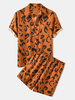 Hommes motif animal manches courtes taille élastique poche lâche deux pièces tenues