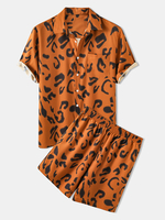Hommes motif animal manches courtes taille élastique poche lâche deux pièces tenues