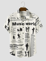 Hommes Musique Performance Lettre Imprimé Revers Chemises À Manches Courtes