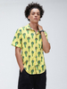 Hommes nouvelle mode cactus impression col rabattu chemises à manches courtes