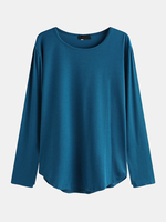 Hommes O-Neck Slim Solid Color New Trend Bottoming Chemises à manches longues