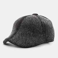 Hommes occasionnels en plein air chaud couleur unie Protection des oreilles Faux vison cheveux avant chapeau béret chape