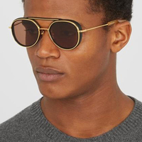 Hommes Ovale Plein Cadre Épais UV Protection Mode Lunettes De Soleil Vintage
