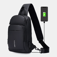 Hommes Oxford Grande Capacité USB Charge Poitrine Sac Mode Casual Wild Bus Carte Poche Conception Sac À Bandoulière Sac