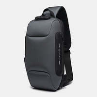 Hommes Oxford Password Lock Antivol Étanche Conception Réfléchissante Sac À Bandoulière Multi-compartiments USB Charge P