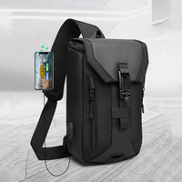 Hommes Oxford USB chargement multi-poches 3 fentes pour cartes sac à bandoulière extérieur étanche sac de poitrine sac à