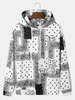 Hommes Paisley Retro Ethnique Contraste Sweat À Capuche Poches Kangourou Sweat À Capuche