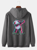 Hommes Panda Motif Lettre Imprimer Kangourou Poche À Manches Longues Drop Épaule Design Hoodies