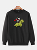 Hommes Panda Sweatshirts à col rond en coton à imprimé dinosaure
