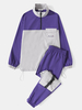 Hommes Patchwork Color Block Poches Taille Élastique Cargo Costumes Deux Pièces