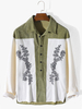 Hommes Patchwork Contraste Color Block Boutons Manches Longues Henley Chemises