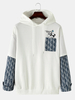 Hommes Patchwork Faux Deux Panda Lettre Poche Preppy Sweat À Capuche