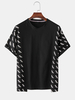 Hommes Patchwork Lettre Imprimer Col rond Ourlet irrégulier Soft T-shirts manches courtes