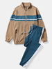 Hommes Patchwork Zip Jackets Sports Activewear Ensembles Avec Side Stripe Joggers Costumes Deux Pièces