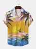 Hommes Paysage au coucher du soleil Print Beachwear Soft Comfy Respirant All Matched Shirts