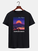 Hommes Paysage Imprimé Col Rond Manches Courtes Soft T-Shirts Modernes Décontractés