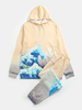 Hommes Paysage Mer Contraste Couleur Casual Hoodies et Pantalons Outfit Costumes