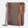 Hommes peau de vache huile cire toile Patchwork RFID Anti-magnétique porte-cartes pliant court Double fermeture éclair p