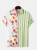 Hommes Petites fleurs Striped Revers All Matched Skin Friendly Shirts