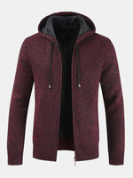 Hommes Plus Cardigan flocon de neige en velours Pulls décontractés à col à capuche