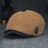 Hommes Plus Velours Et Épais Motif De Broderie All-match Badge En Métal Chapeau Octogonal Chapeau Béret