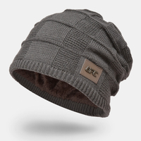 Hommes Plus velours hiver extérieur garder au chaud petite étiquette décoration bonnet tricoté