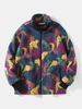 Hommes Polaire Tie Dye Col montant Poches Zip Cardigans Veste Manteau