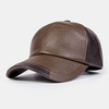 Hommes PU Cuir Couleur Couture Dome Casquette De Baseball En Plein Air Décontracté Parasol Chapeau Réglable