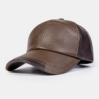 Hommes PU Cuir Couleur Couture Dome Casquette De Baseball En Plein Air Décontracté Parasol Chapeau Réglable