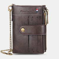 Hommes PU cuir court pliant Double fermeture éclair multi-carte fente porte-carte rétro porte-monnaie pince à billets po
