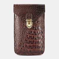 Hommes PU cuir crocodile motif multifonctionnel décontracté Double couche 6.5 pouces téléphone sac taille sac avec croch