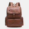 Hommes PU cuir grande capacité multi-poches Vintage 14 pouces sac à dos pour ordinateur portable