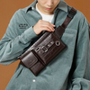Hommes PU cuir multi-poches résistant à lusure poitrine sac taille sac casque trou conception 6, 5 pouces téléphone