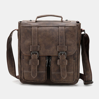 Hommes PU cuir multi-poches Vintage décontracté imperméable respirant sacs à bandoulière sacs à bandoulière