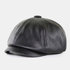 Hommes PU cuir rétro style britannique automne hiver garder au chaud chapeau octogonal gavroche chapeau