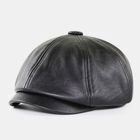 Hommes PU cuir rétro style britannique automne hiver garder au chaud chapeau octogonal gavroche chapeau