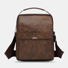 Hommes PU Cuir Texture Vintage Grande Capacité Zipper Décor Sac À Bandoulière Sac À Bandoulière Sac À Main