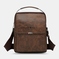 Hommes PU Cuir Texture Vintage Grande Capacité Zipper Décor Sac À Bandoulière Sac À Bandoulière Sac À Main