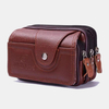 Hommes PU cuir trois couches multifonction étanche Vintage Business 5.8 pouces téléphone sac taille sac