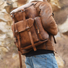 Hommes PU cuir Vintage Business Style couleur unie multi-poches 15 pouces sac pour ordinateur portable sac de voyage sac