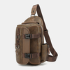 Hommes PU cuir Vintage multifonction écouteurs trou USB charge sac à bandoulière sac de poitrine sac à bandoulière