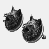 Hommes pur étain fait à la main en trois dimensions tête de loup rétro chemise française boutons de manchette robe costu
