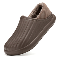 Hommes Pure Color Tête Ronde Soft Peluche Chaude À Semelle Épaisse Antidérapante Avec Talon Maison Pantoufles En Coton