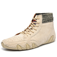 Hommes Respirant Soft Bottines chaussettes en cuir à lacets